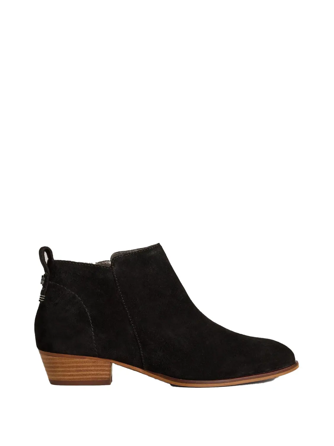 Suede ankle boot with low block heel
