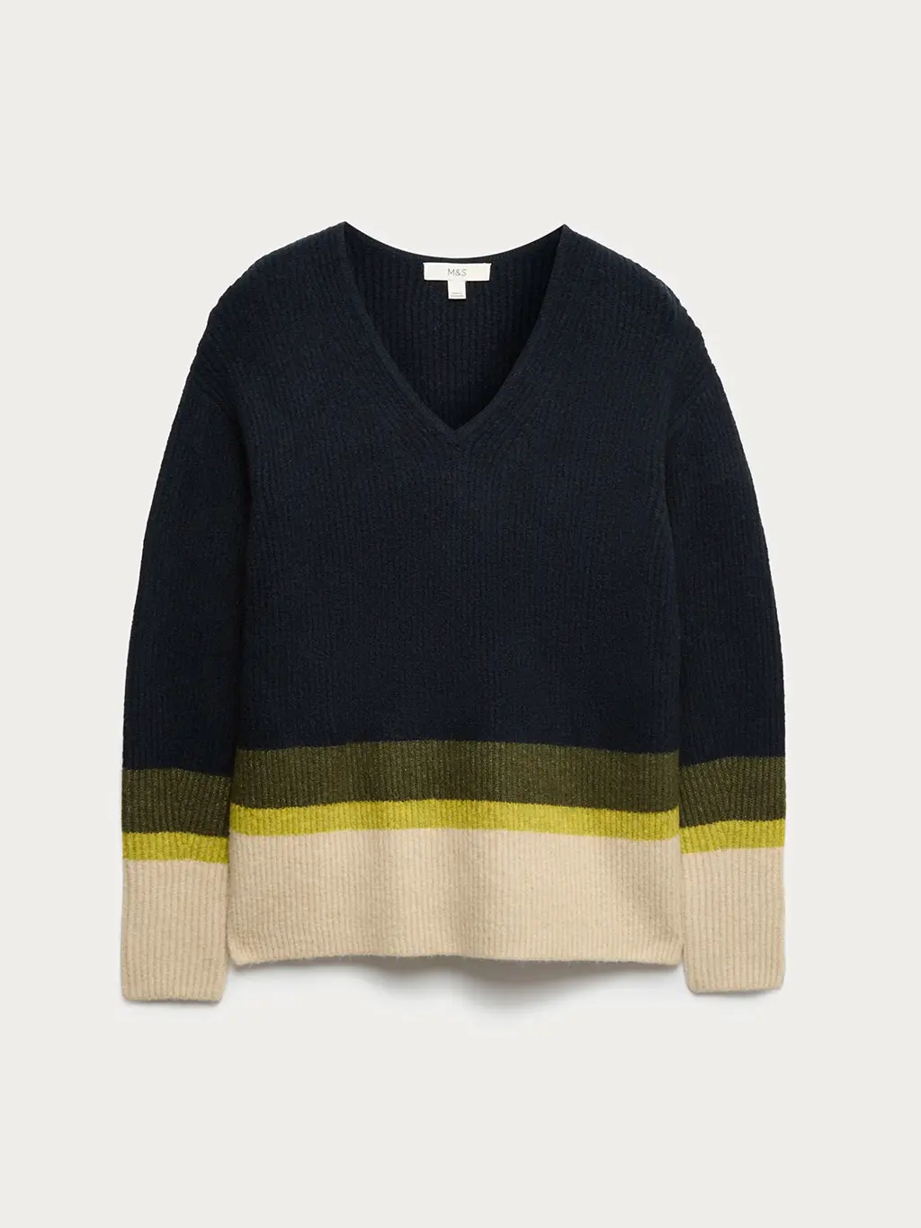 Striped V-neck jumper