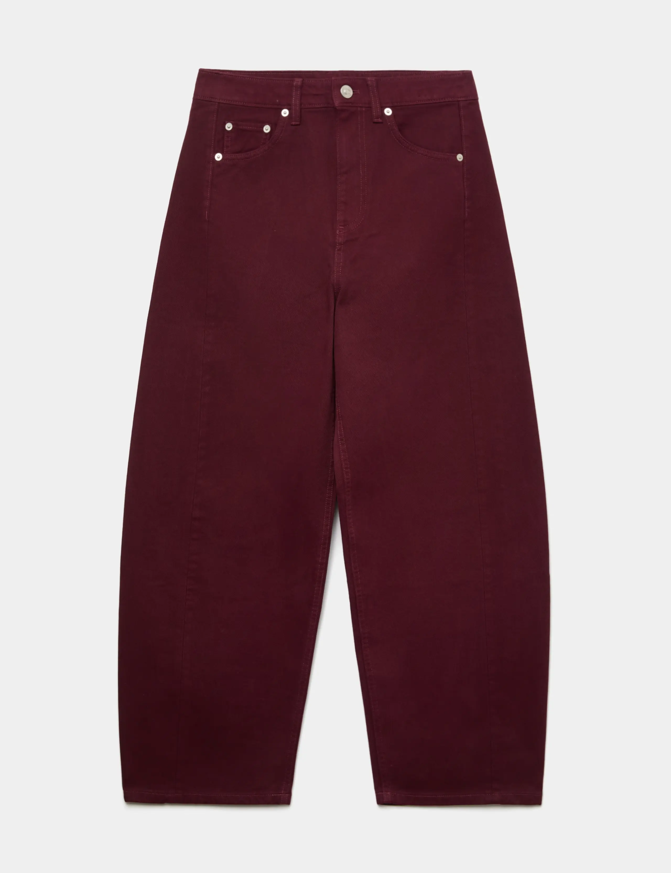 Pure Cotton High Waisted Barrel Leg Cropped Trousers