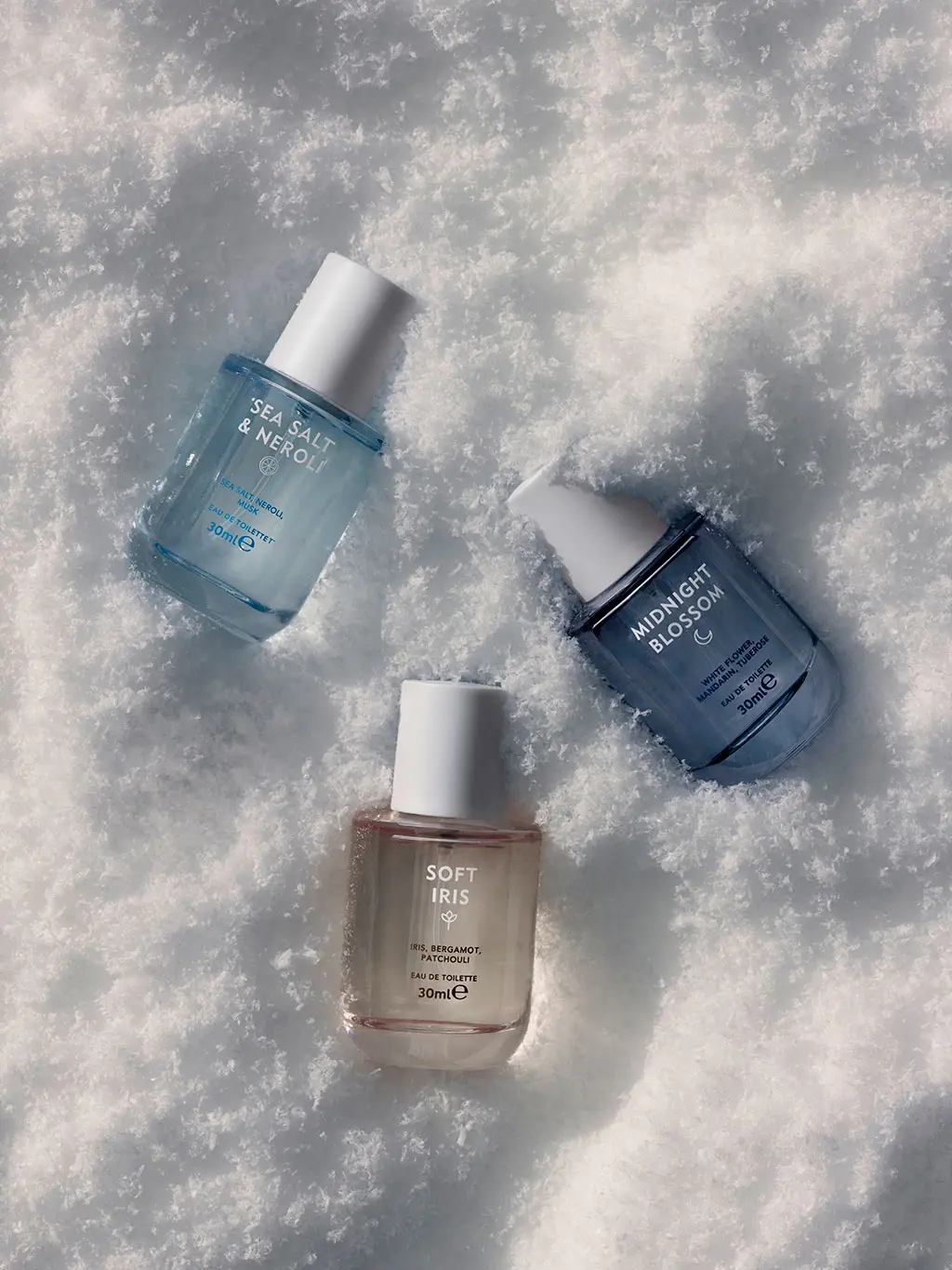Three Discover scents places on fake snow