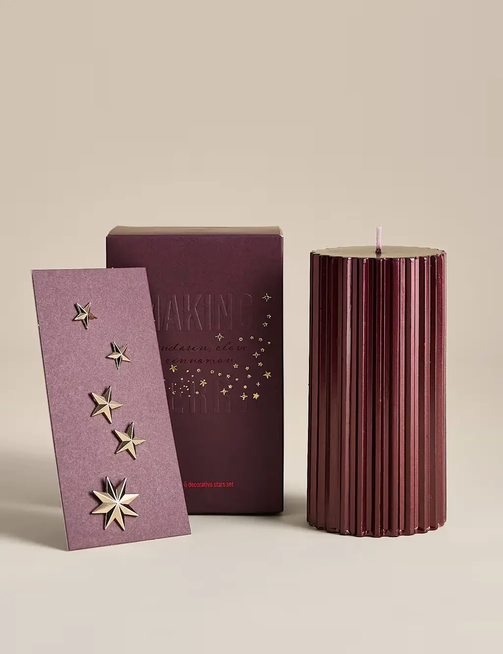 Mandarin, Clove & Cinnamon Pillar Candle with Star Pins