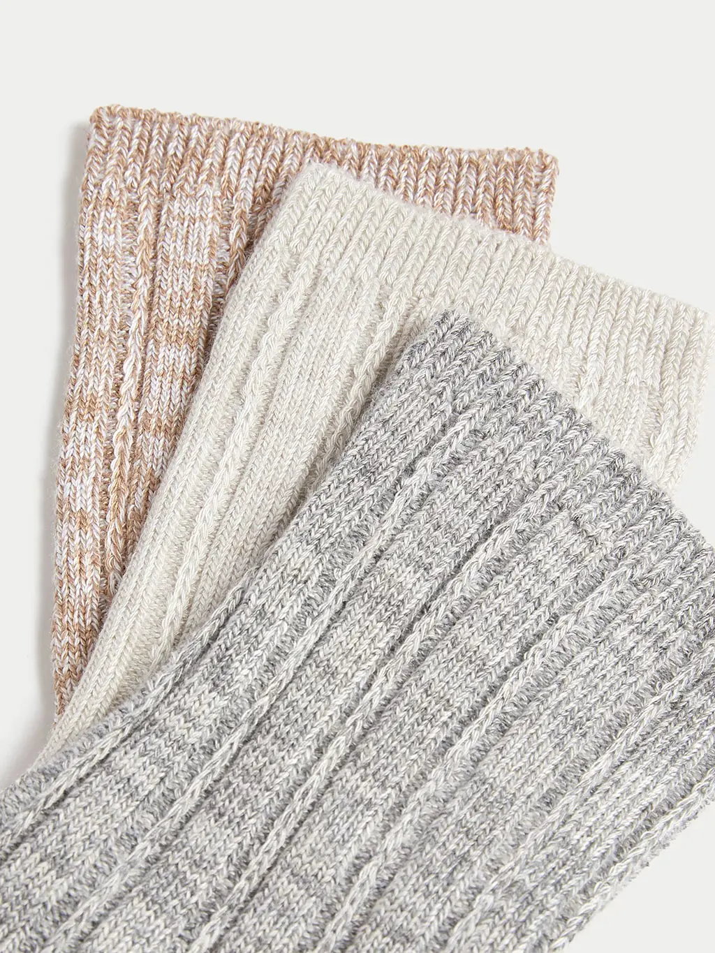 Three pairs of thermal socks in oatmeal mix colours