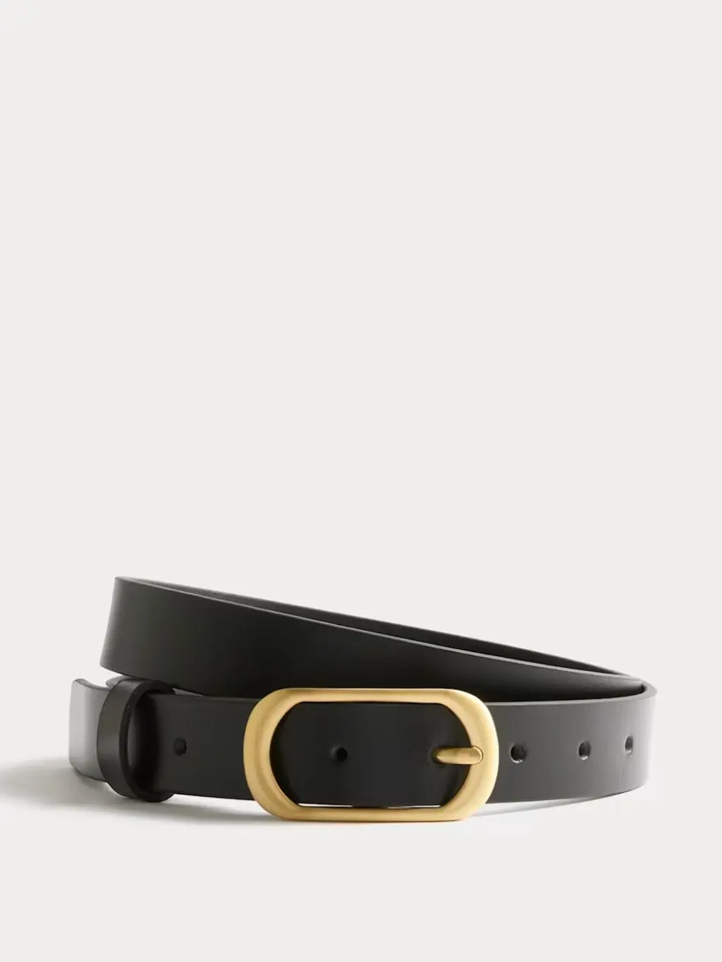 A cut out of a simple black leather belt