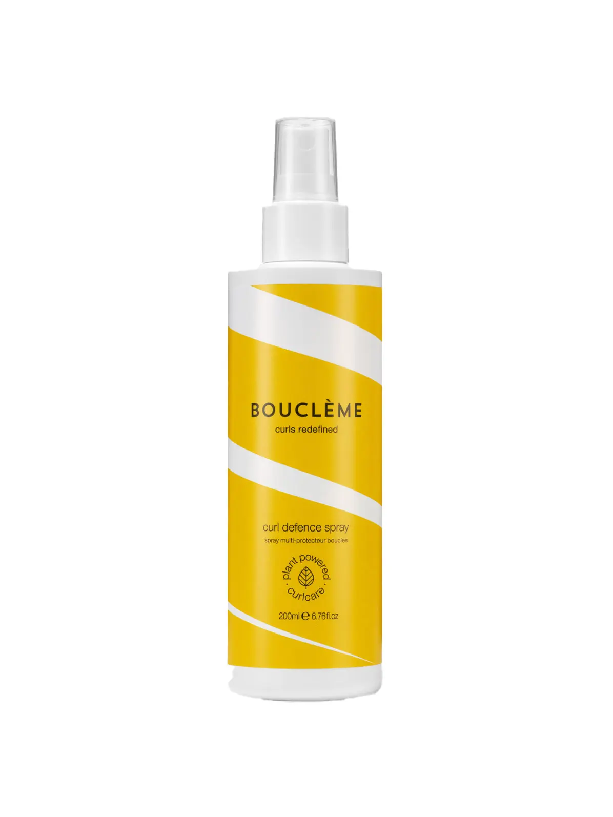 Curl defence spray in orange and white bottle
