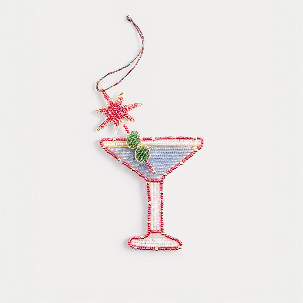 A beaded cocktail Christmas tree decoration