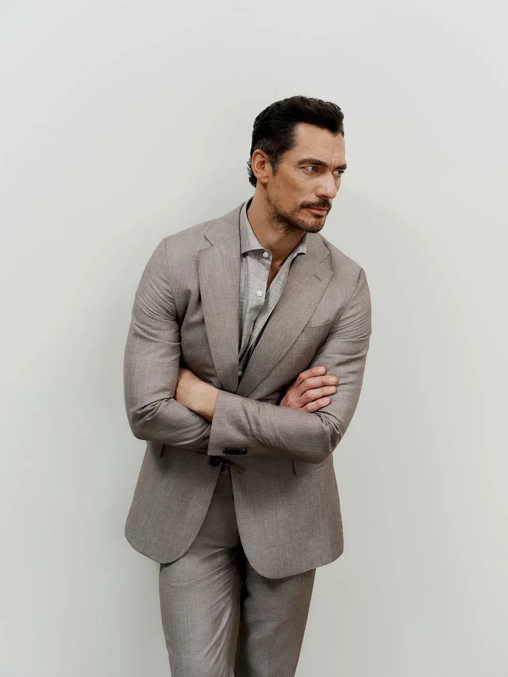 David Gandy in light brown suit