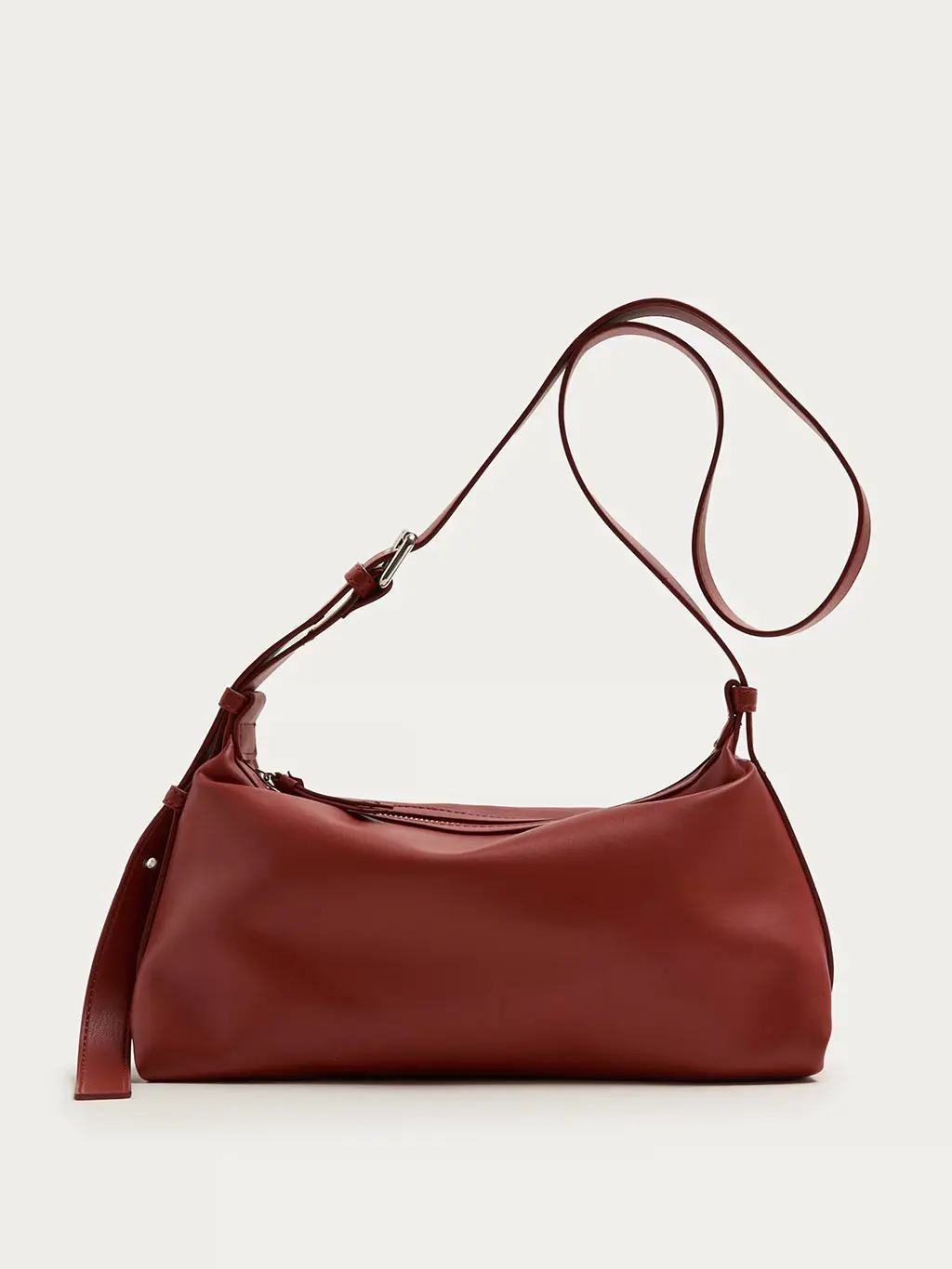 Red leather cross-body bag