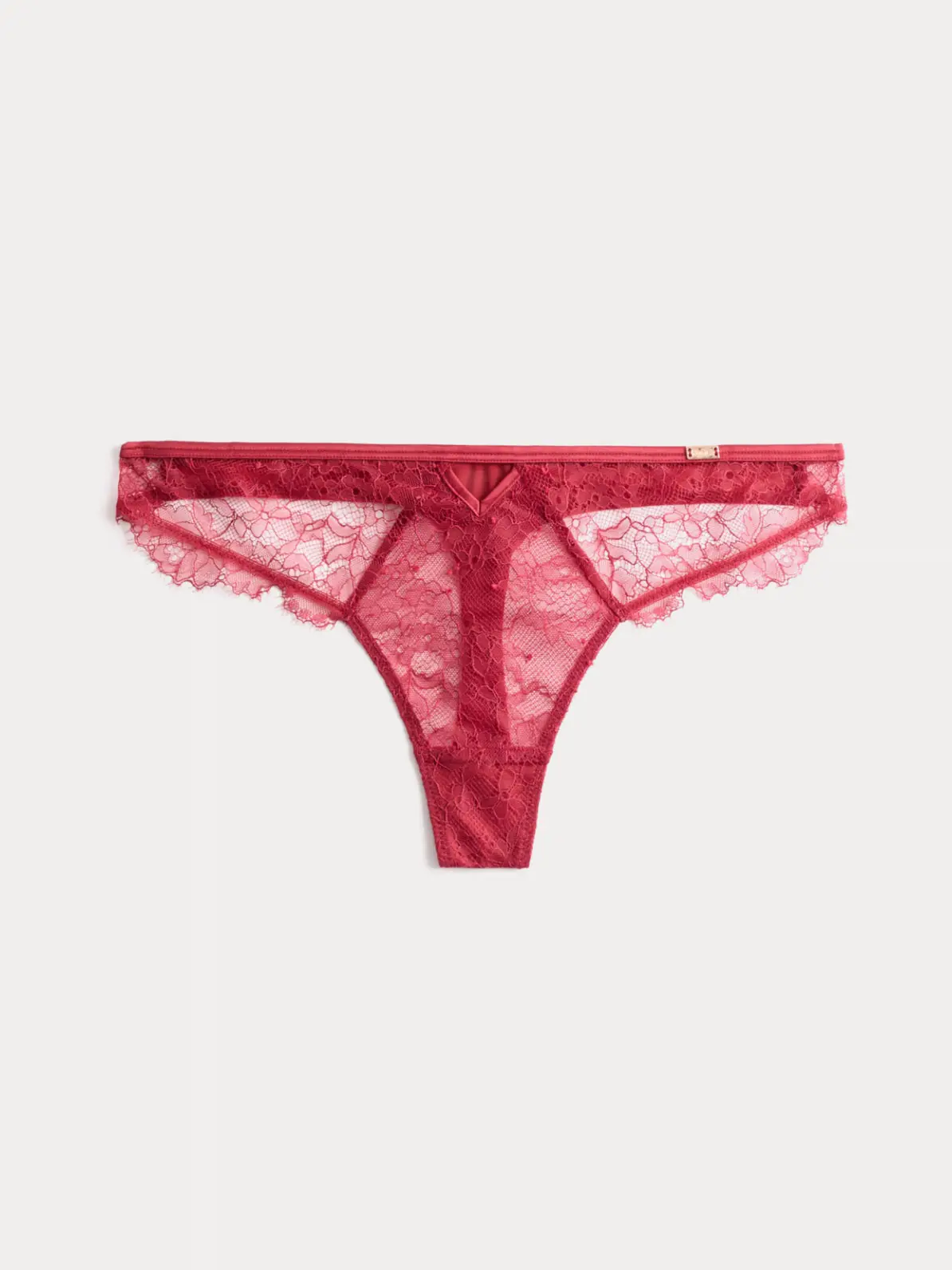 Red thong knickers with lace details