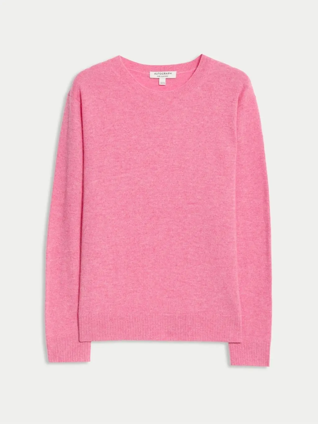 A cutout of a pink cashmere crew neck jumper