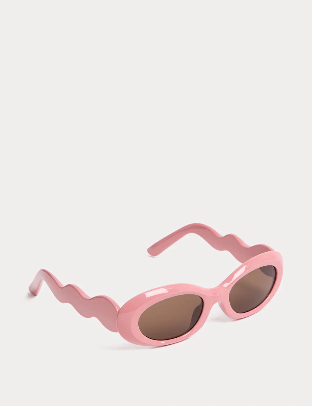 Pink oval sunglasses with wavy arms