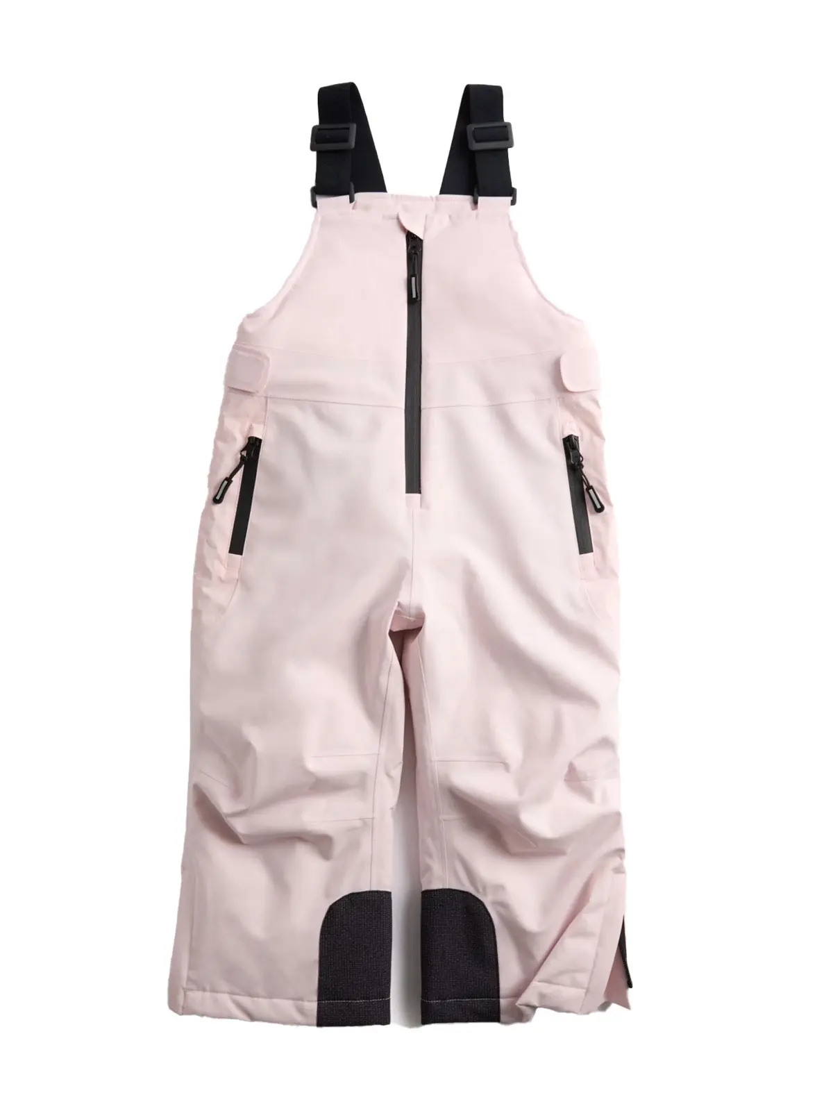 Baby pink salopettes with black accents