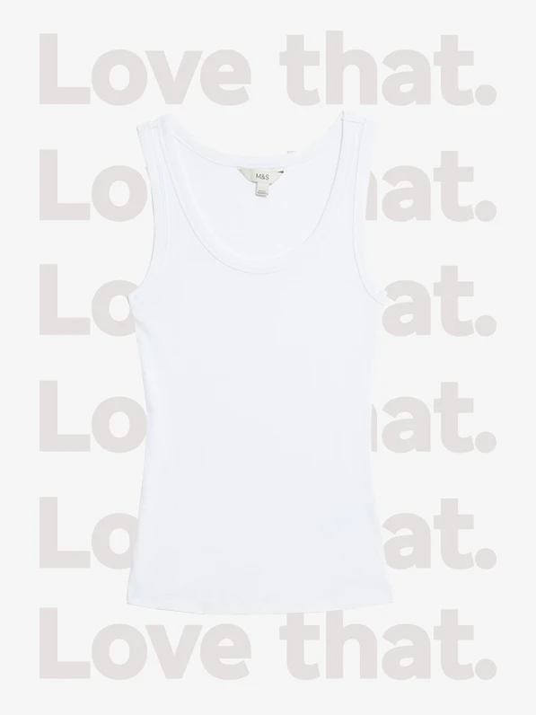 White scoop-neck vest top