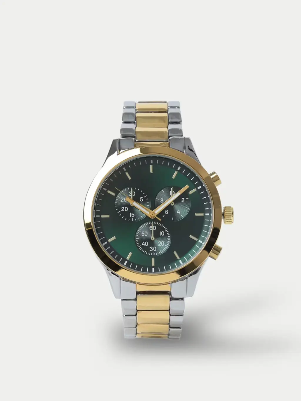 Two-tone silver and gold stainless steel watch