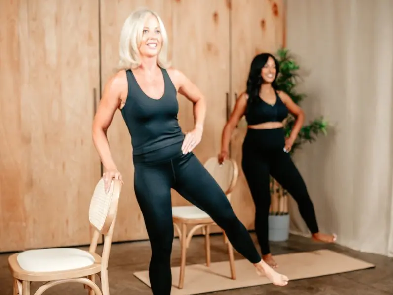 Women in a yoga class. The parenthood at M&S