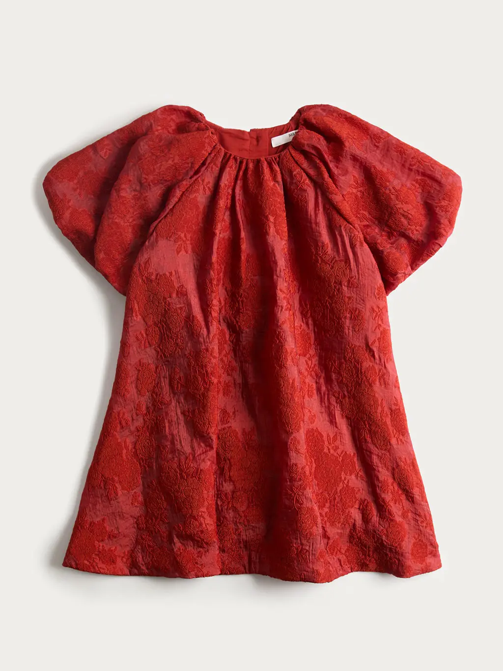 Red jacquard mini dress