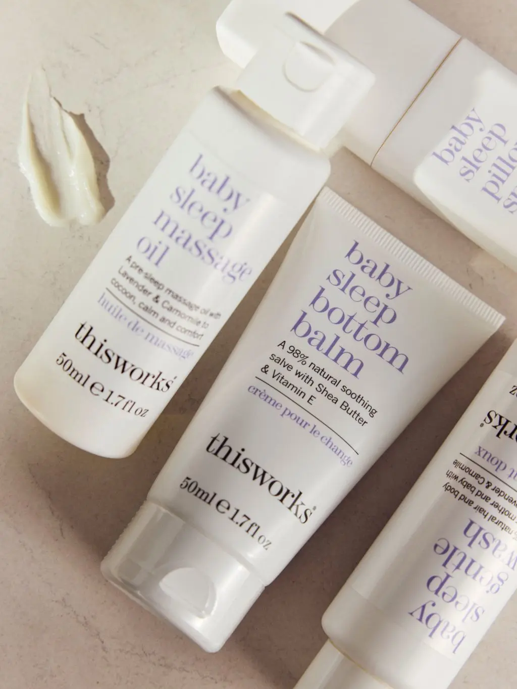 A selection of toiletries from This Works for baby