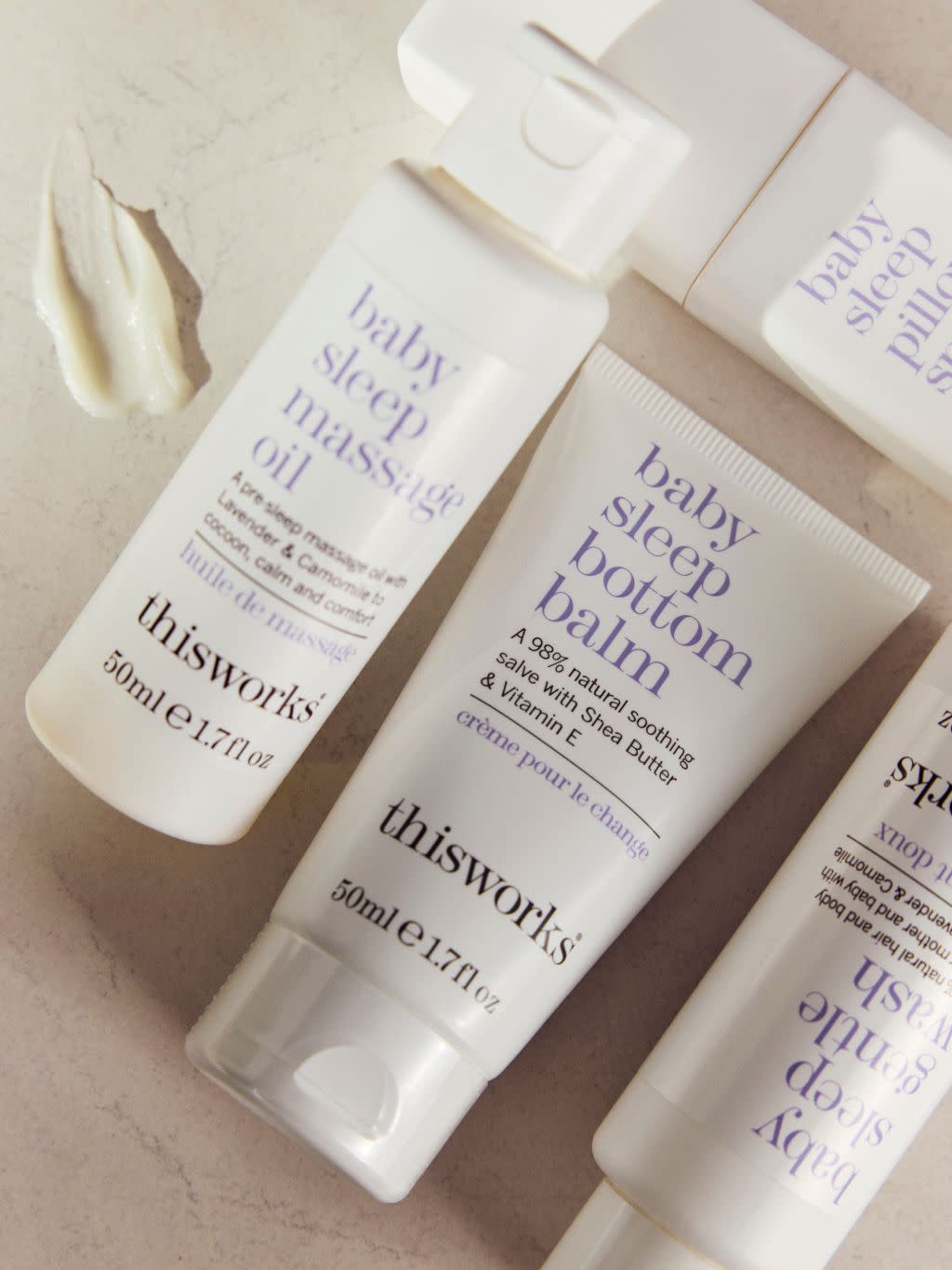 A selection of toiletries from This Works for baby