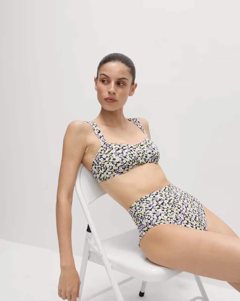 Woman wearing patterned bikini