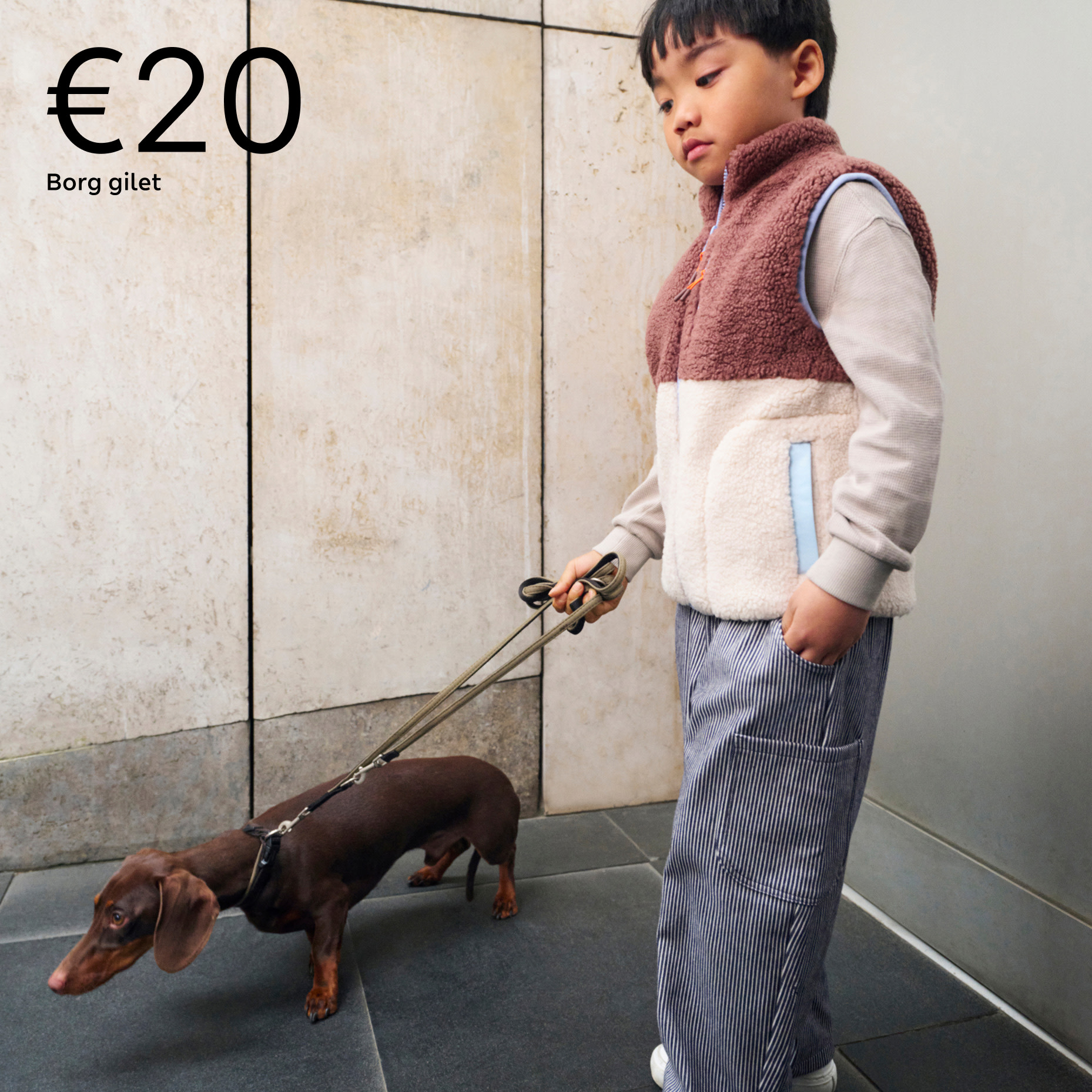Boy walking dog