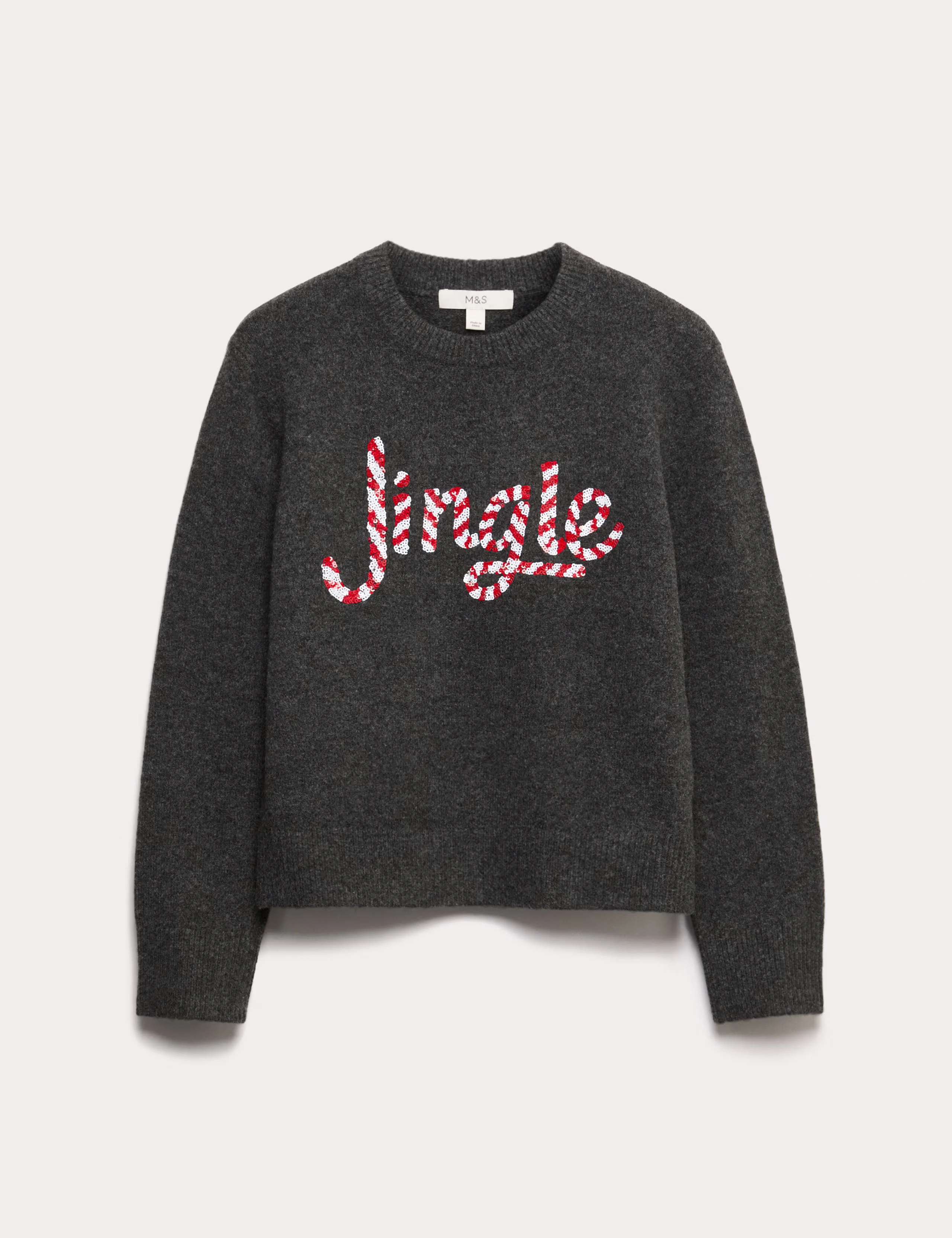 Dark grey 'Jingle' slogan jumper