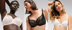 3 women wearing bras. Shop lingerie brands