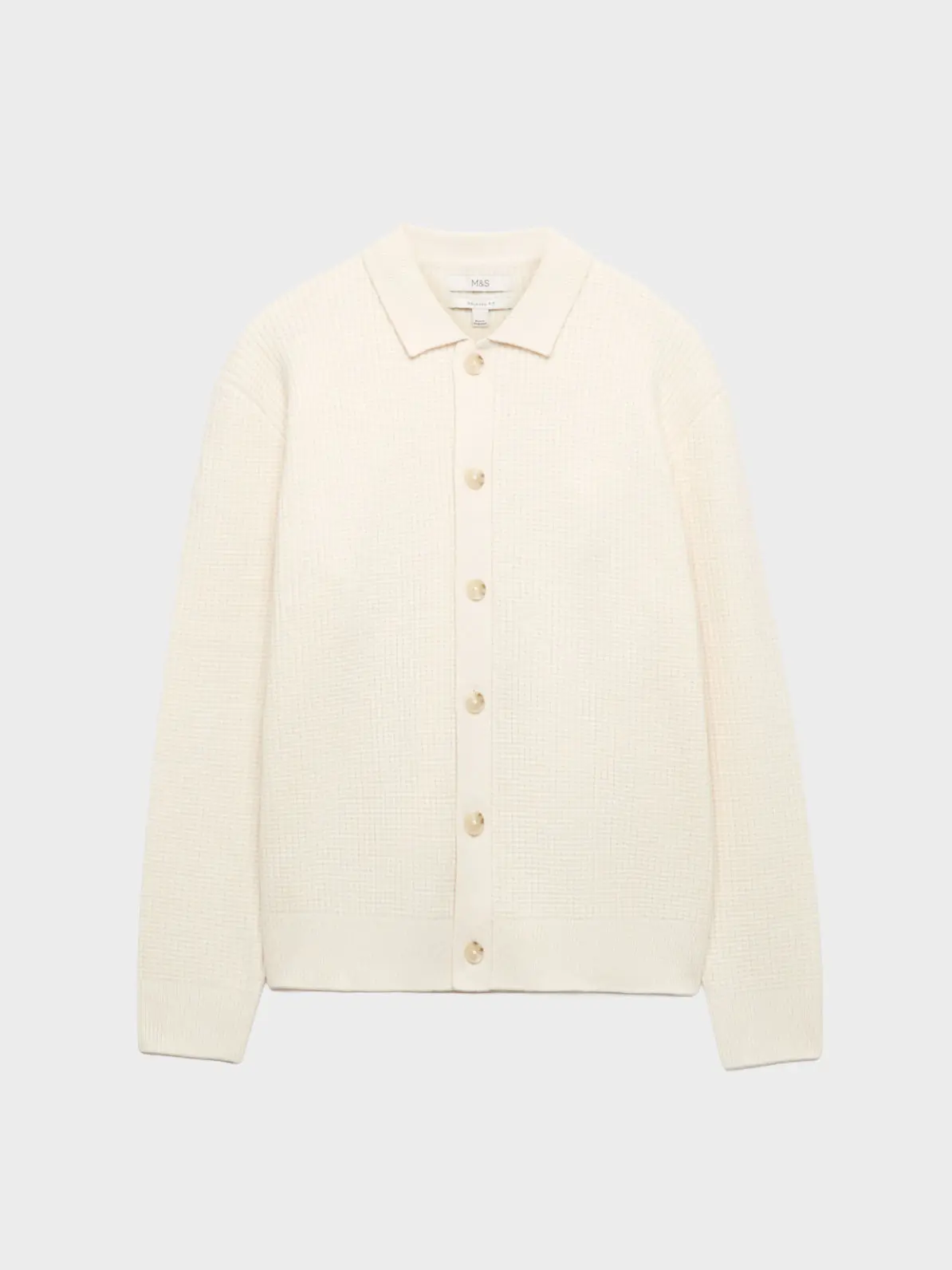 Cream button-through cardigan with collar 