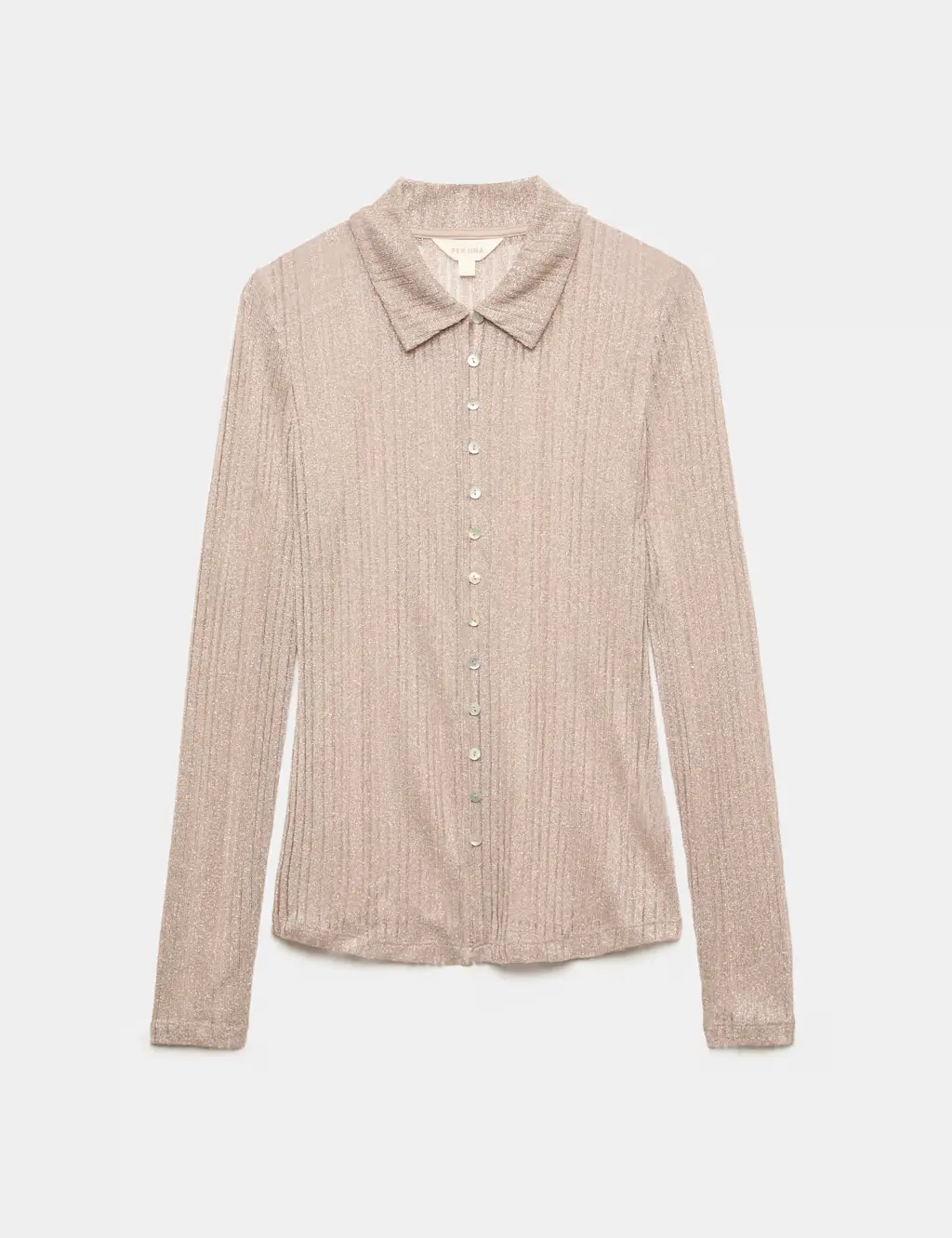 Shimmer Knitted Long Sleeve Shirt