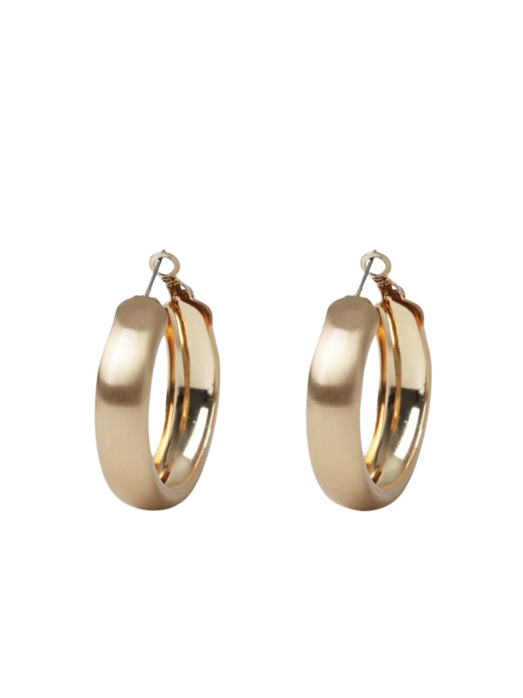 Small brushed gold hoop earrings