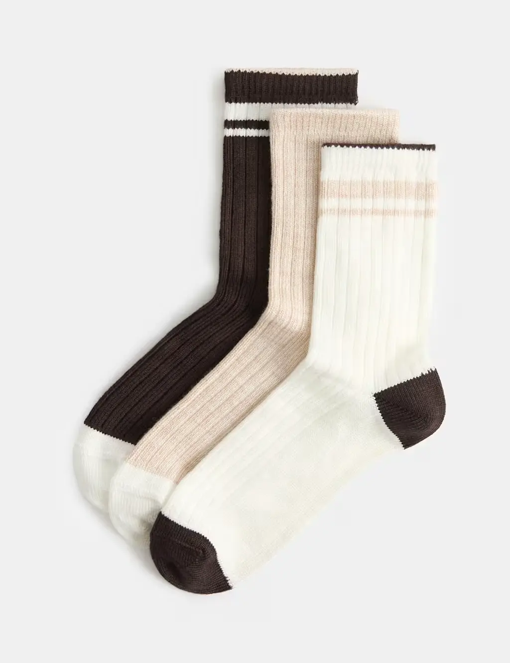3 Pack Thermal Rayon Rich Striped Crew Socks