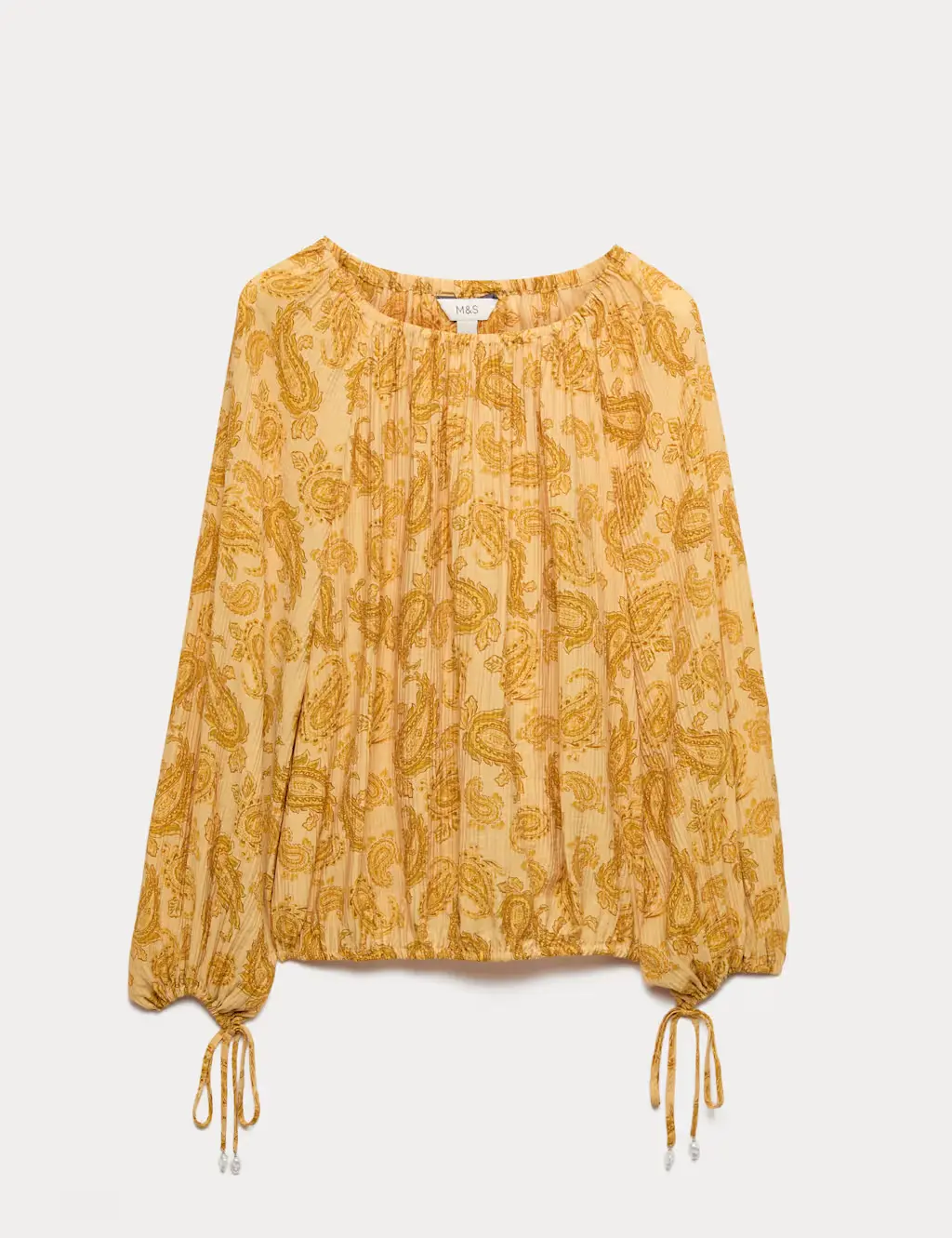 Striped Plisse Tie Detail Blouse