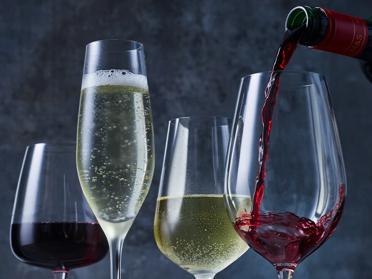different types of wine in glasses