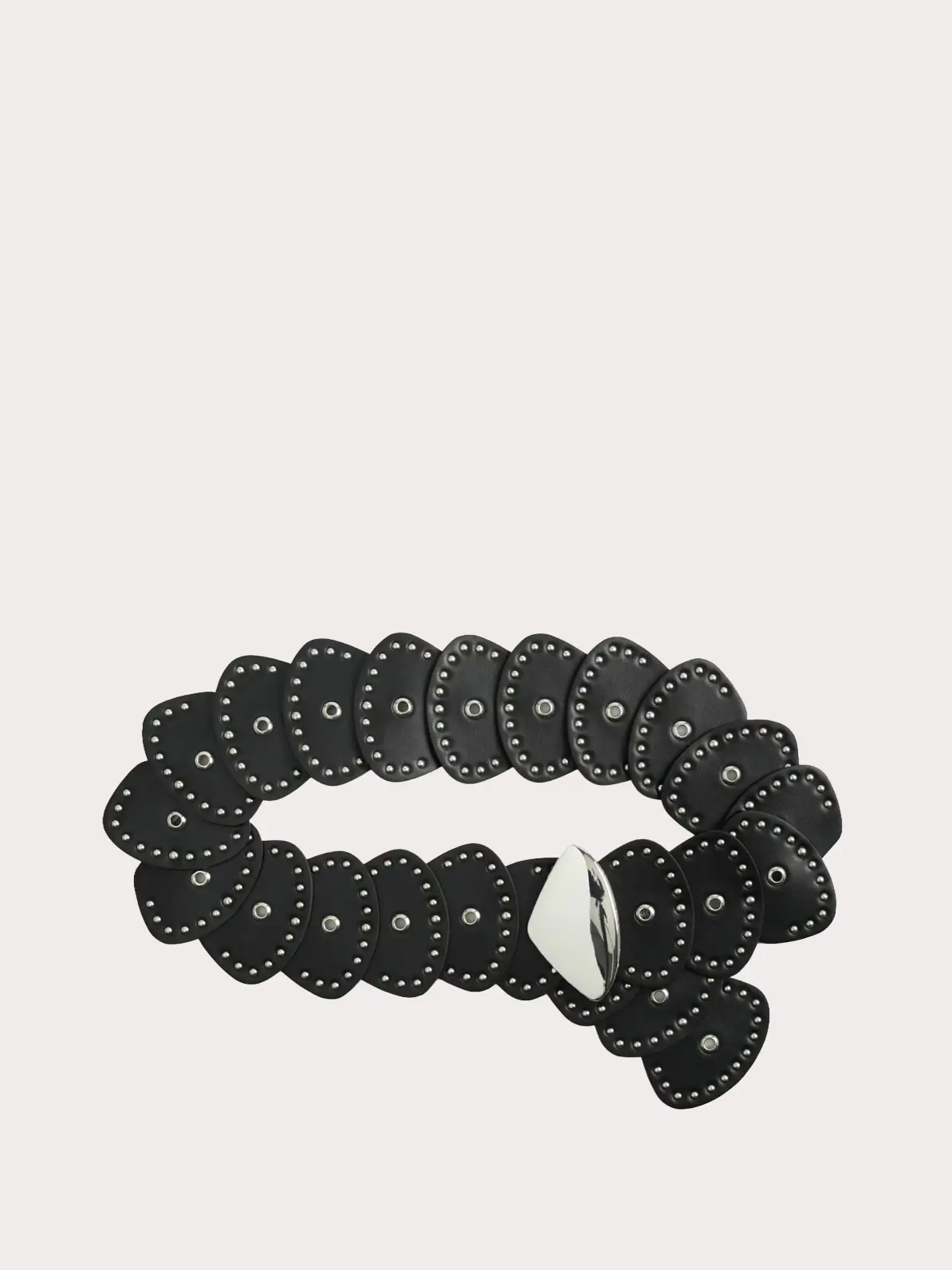 Studded statement belt in black and silver hardware 
