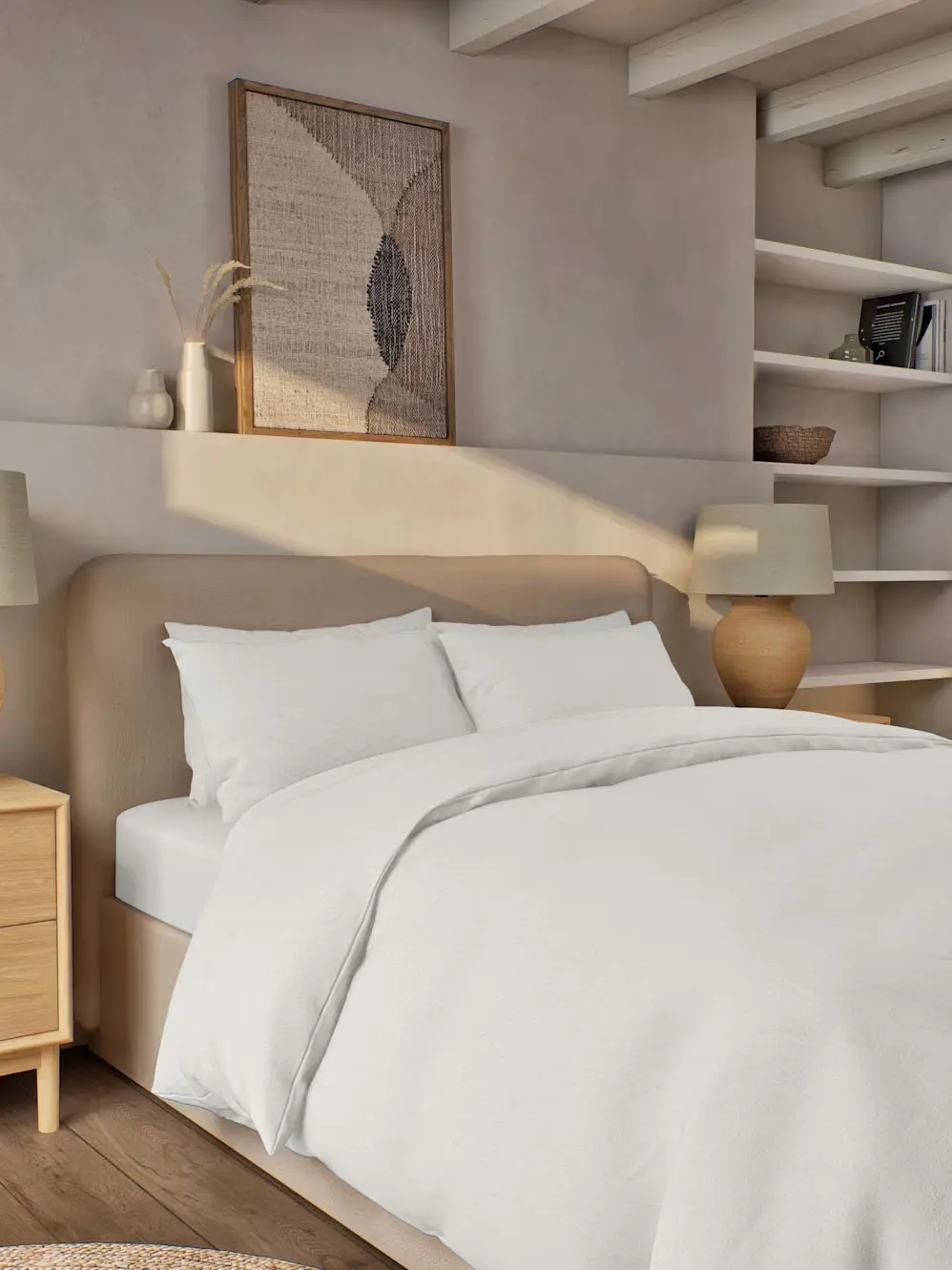 Bedroom with white bedding