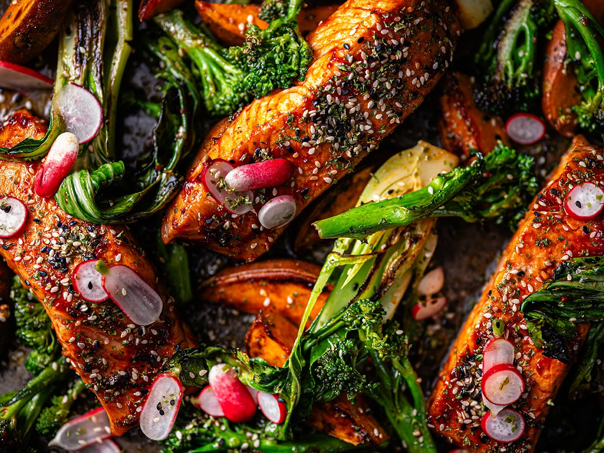 Korean salmon traybake