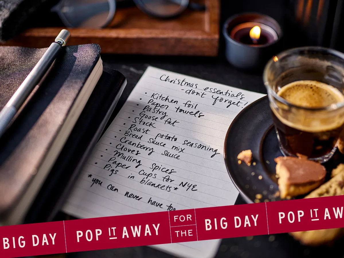Shopping list with coffee