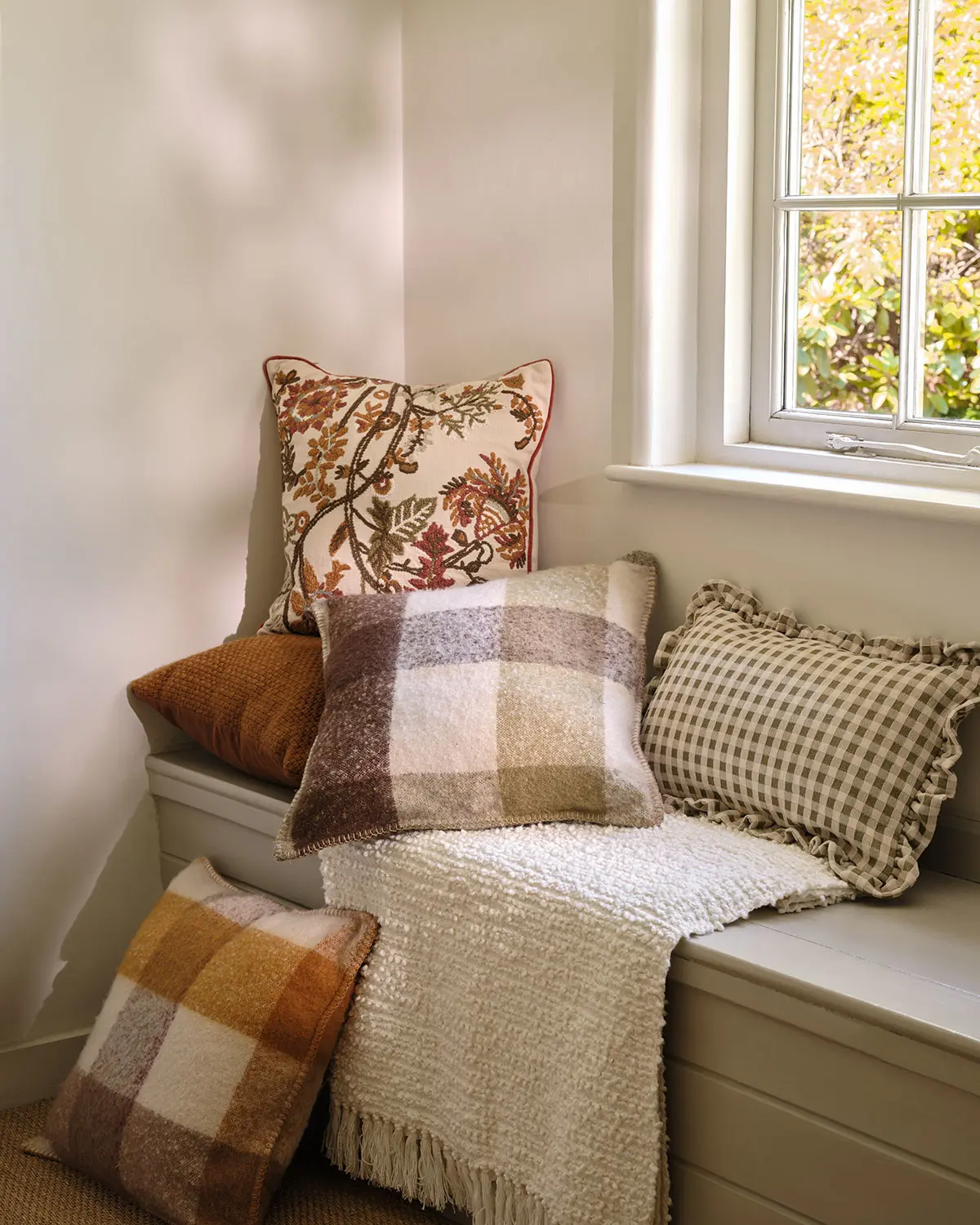 Cushions in autumnal colours