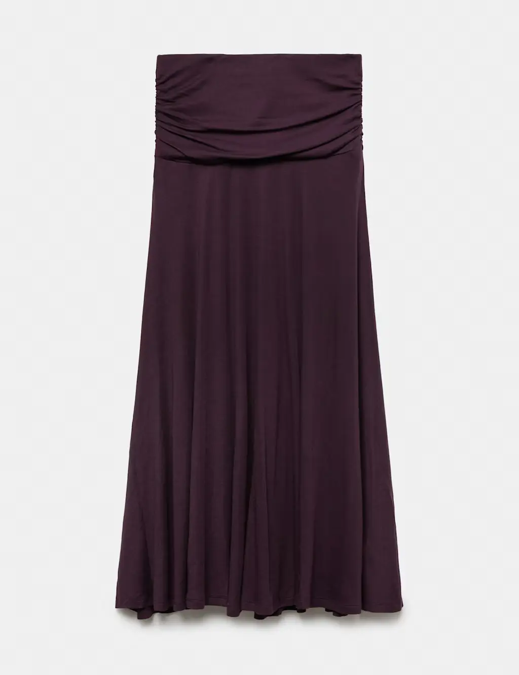 Lyocell Blend Ruched Midi A-Line Skirt