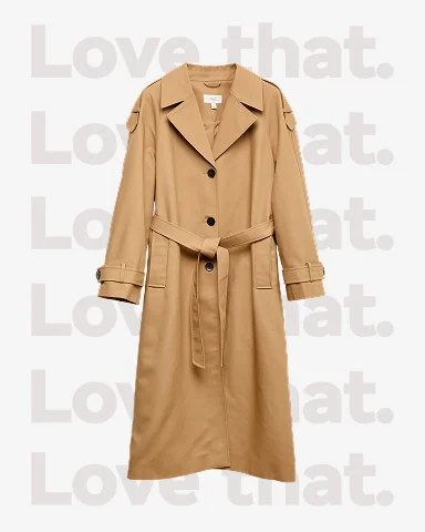 Women's cotton-rich belted longline trench coat