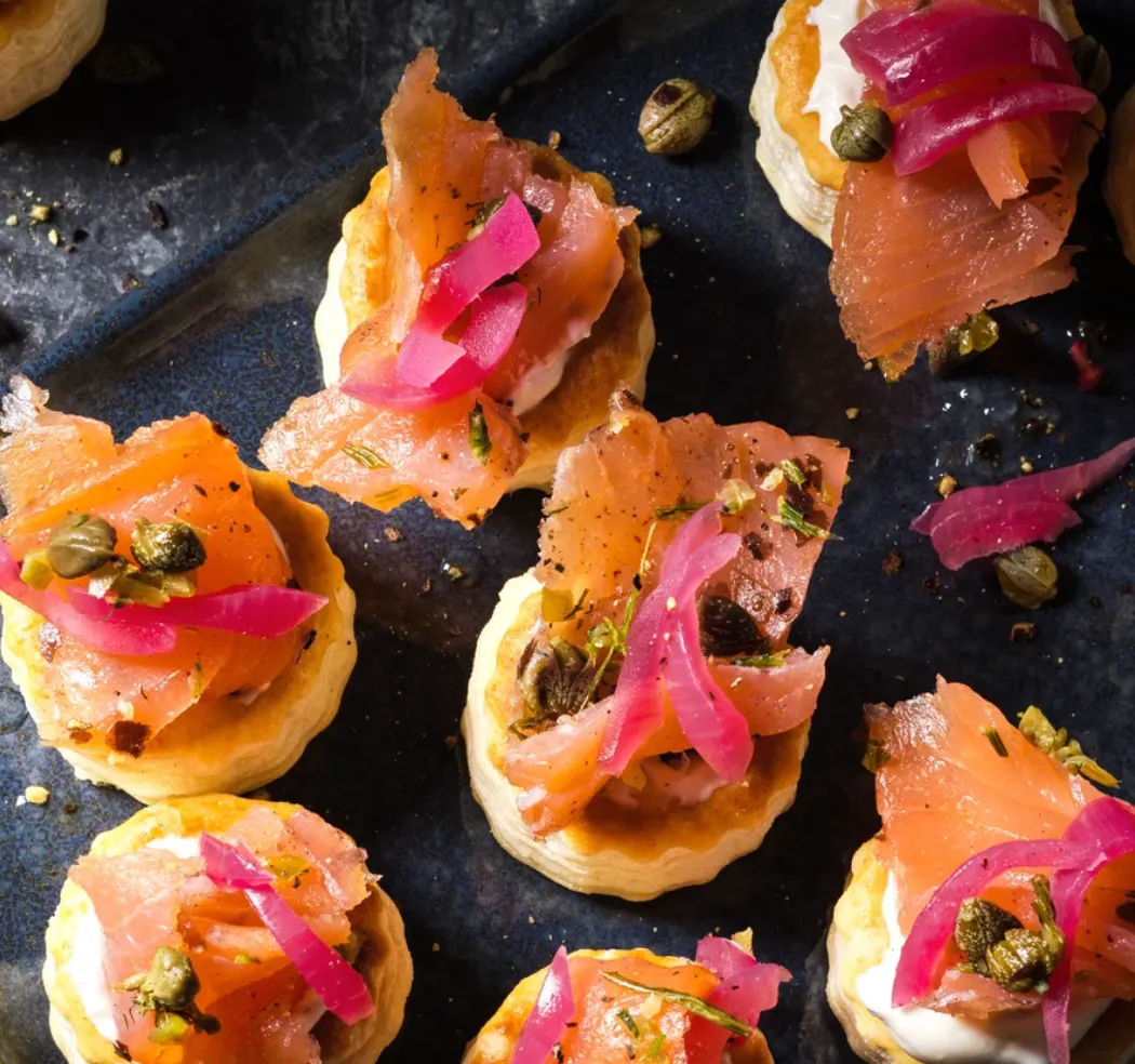 Smoked salmon vol au vents