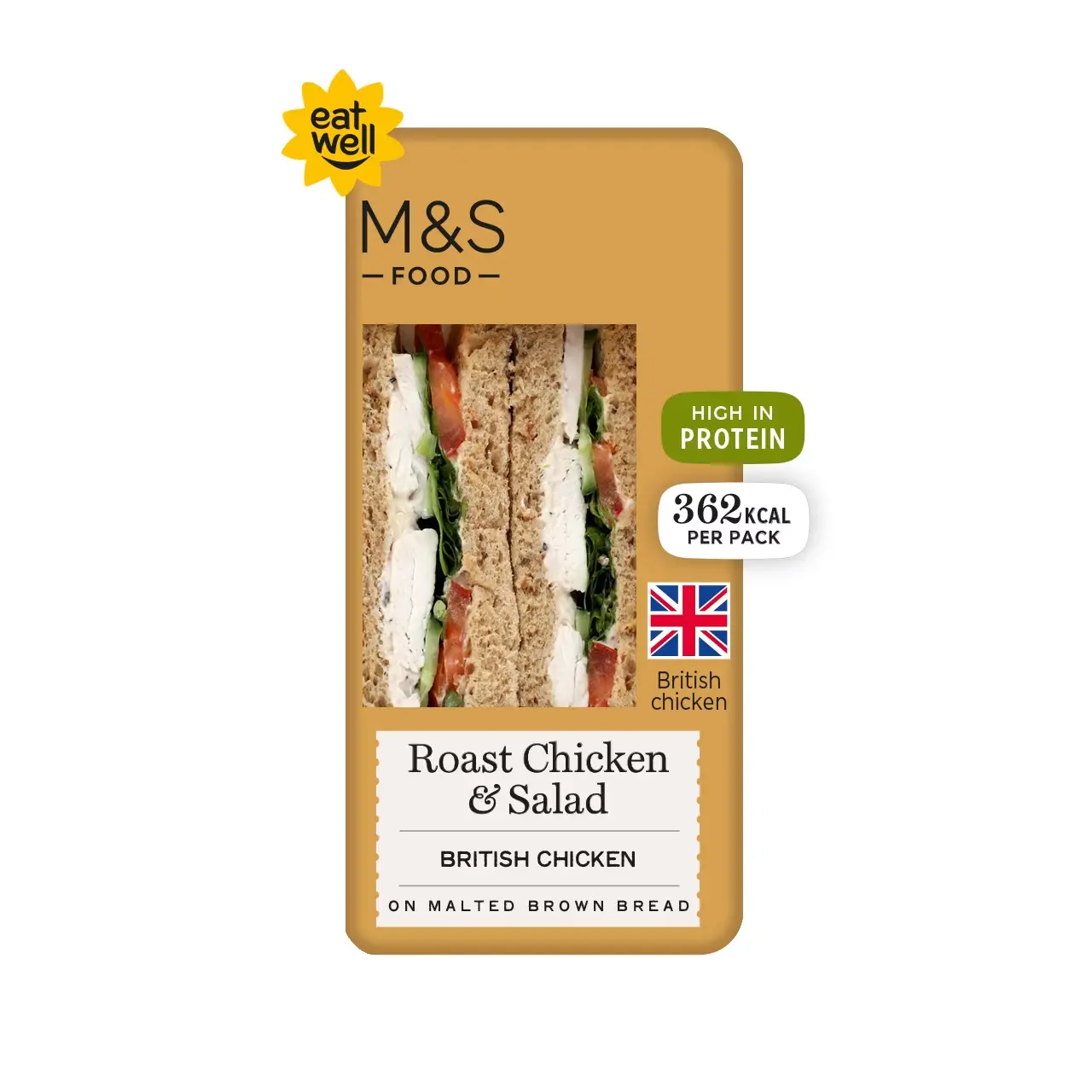Roast chicken and salad sandwich