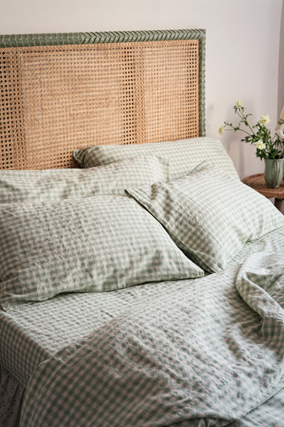 green gingham bedding