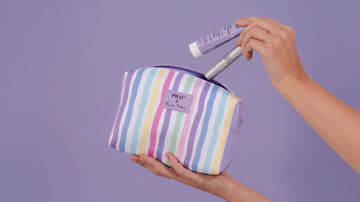 Receive a PRAI Beauty X Olivia Rubin cosmetic bag when you buy two Prai products. Shop now