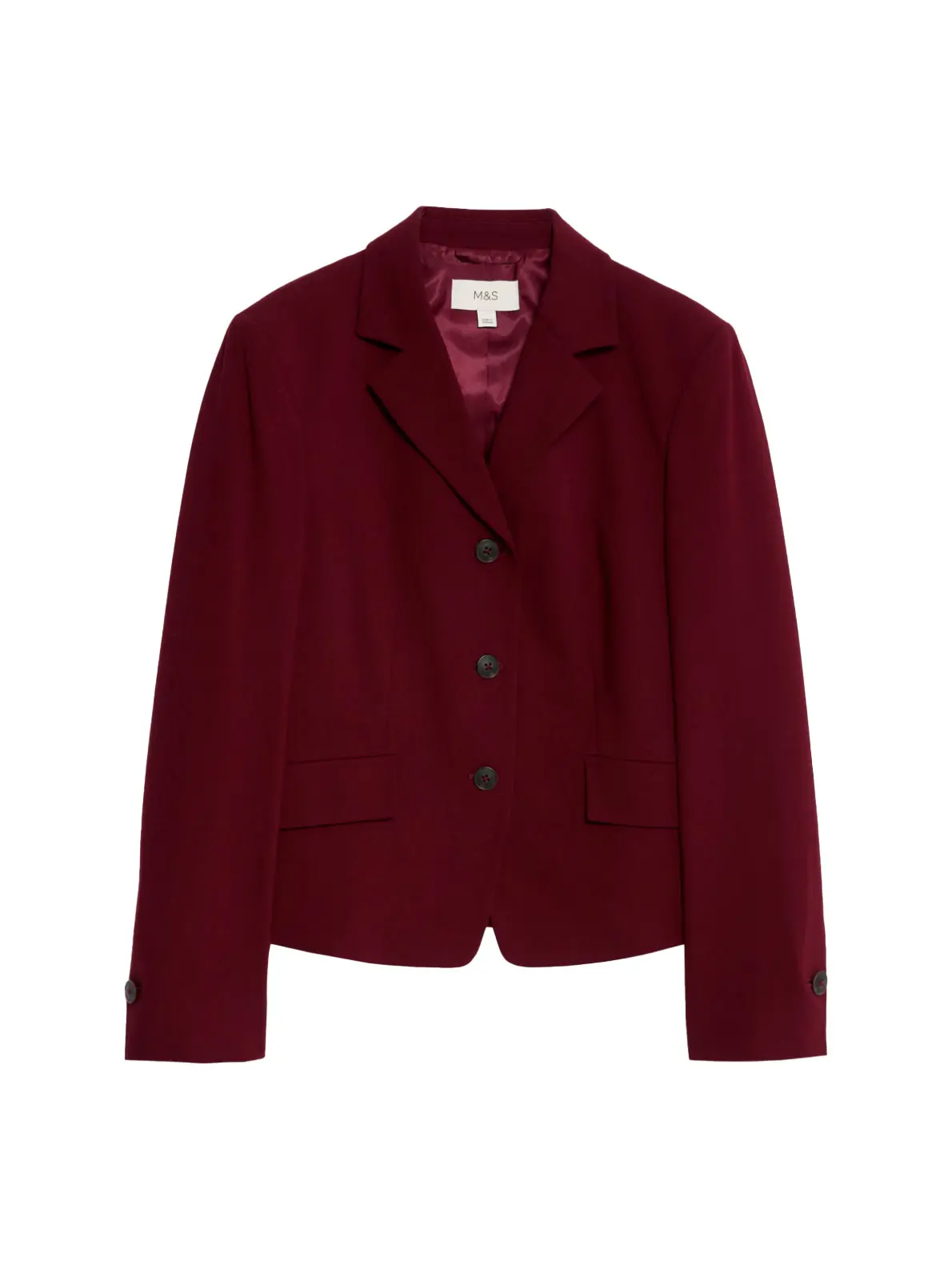 Berry red blazer with buttons and side pockets 