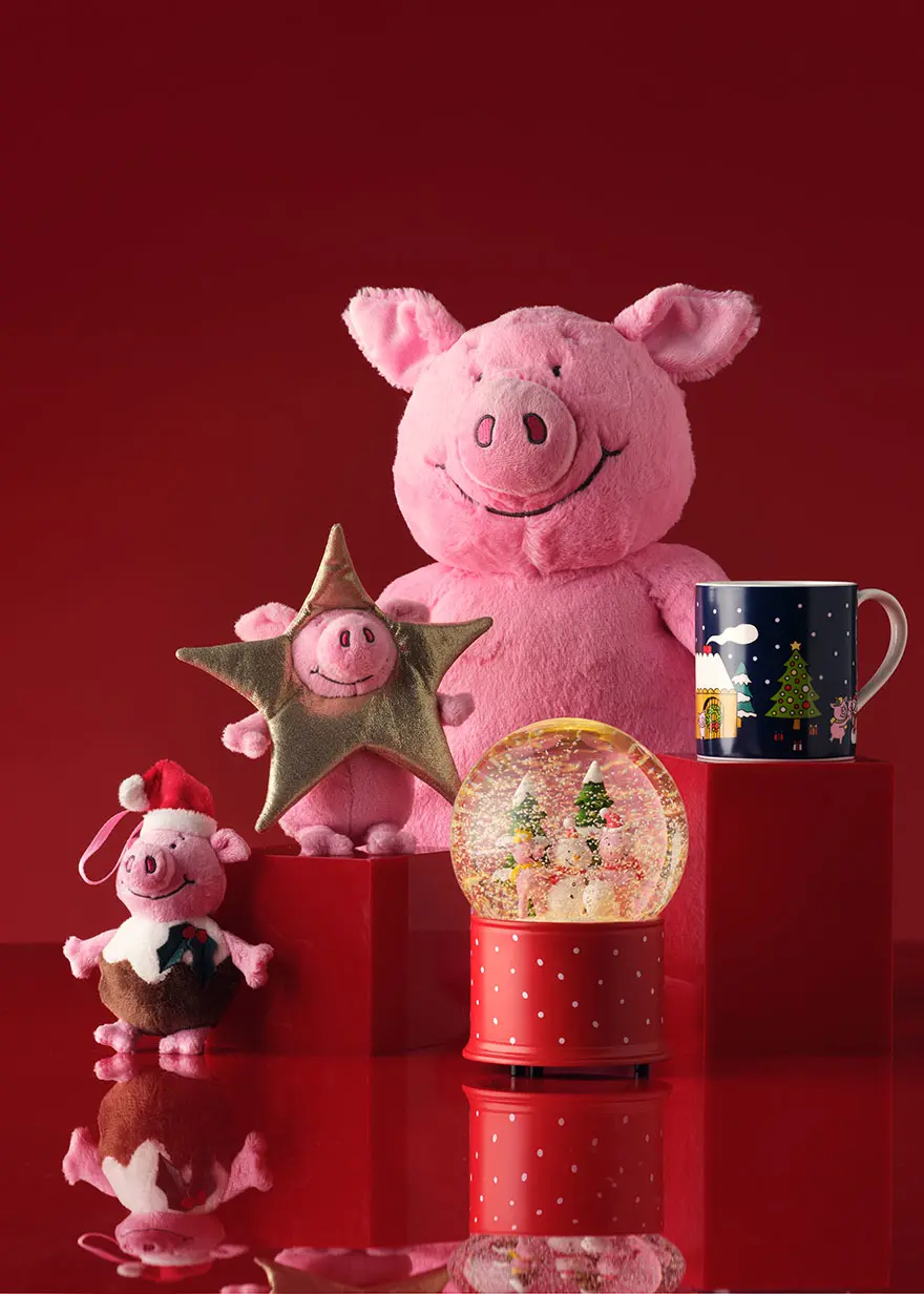 Assorted Percy Pig gifts ideal for a Christmas Eve box