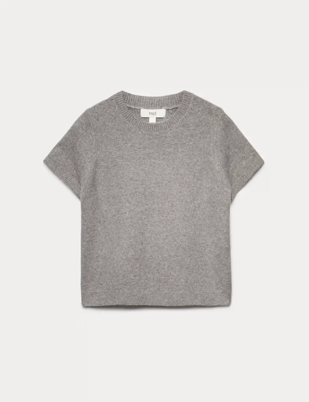 Crew Neck Short Knitted Top With Wool