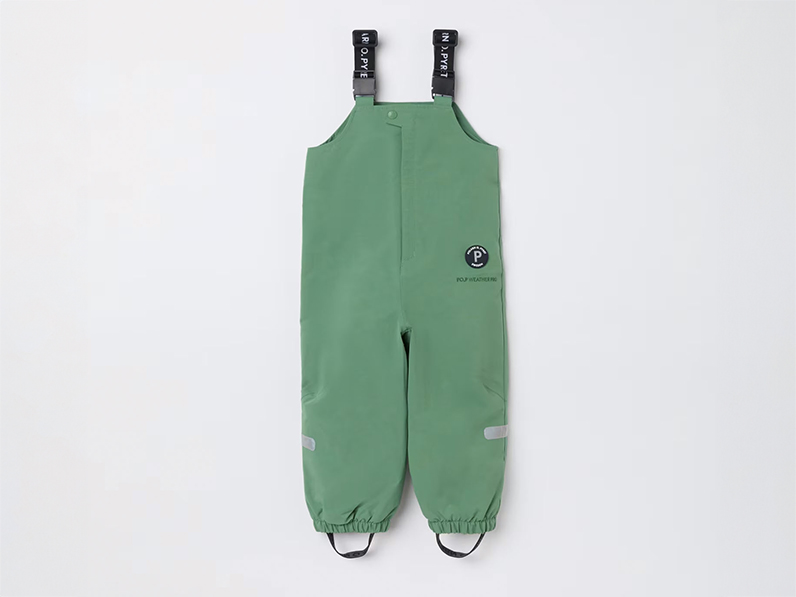 Kids' khaki waterproof dungarees