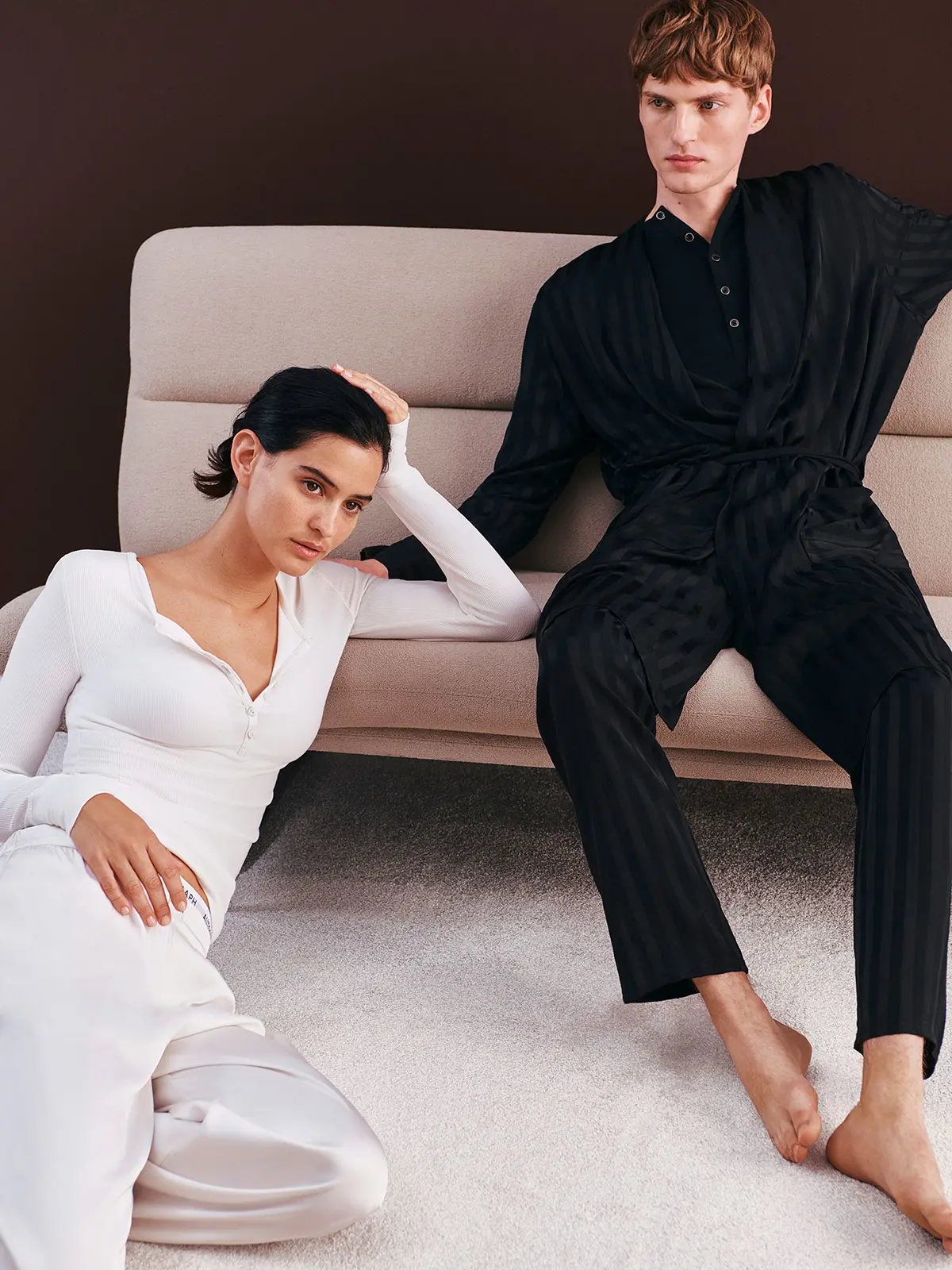 Man and woman wearing sleepwear