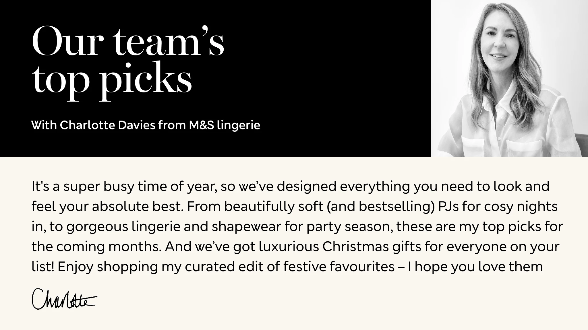 Charlotte Davies Linger Director at M&S