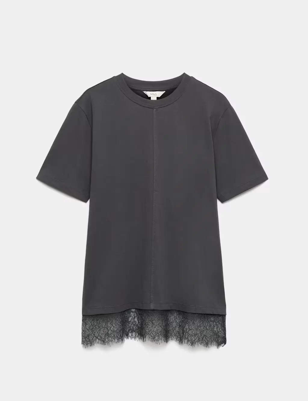 Pure Cotton Lace Hem T-Shirt