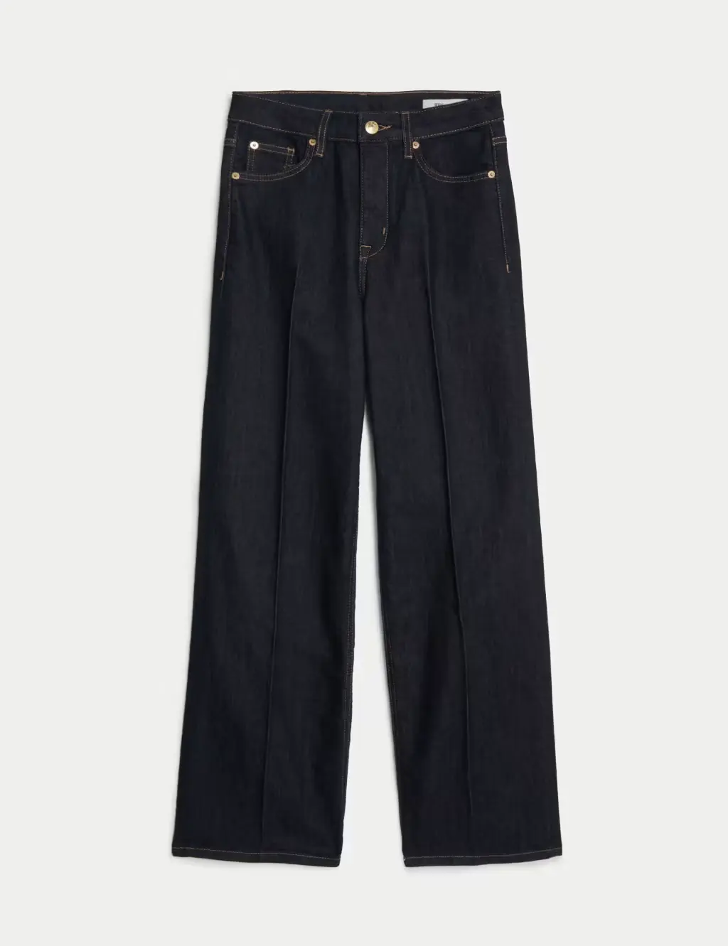 High-waisted dark jeans